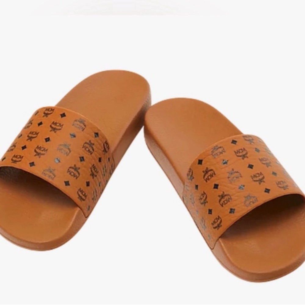 MCM Monogram Logo Slip-On Sandals, Men’s size 10 1/2